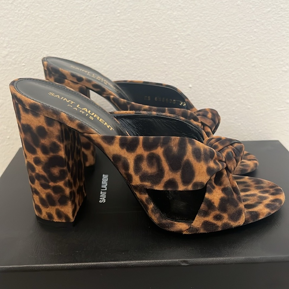 Saint Laurent LouLou Leopard Heel Mule size 39